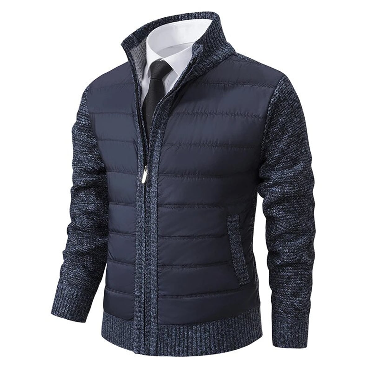 veste homme col montant coupe droite en bleu marine