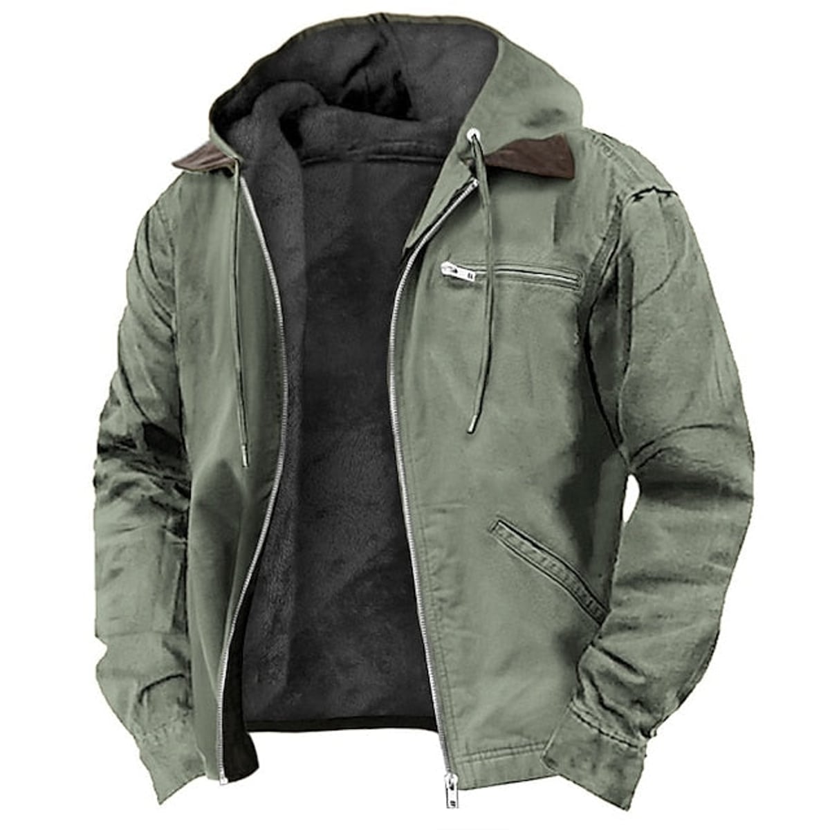 veste homme imperméable coupe droite en vert militaire