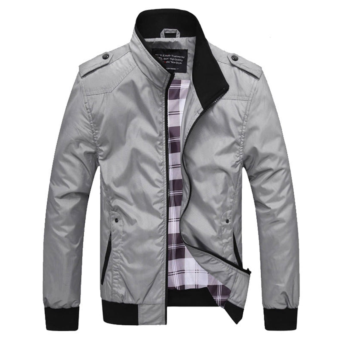 veste homme manches longues poches zippée gris clair