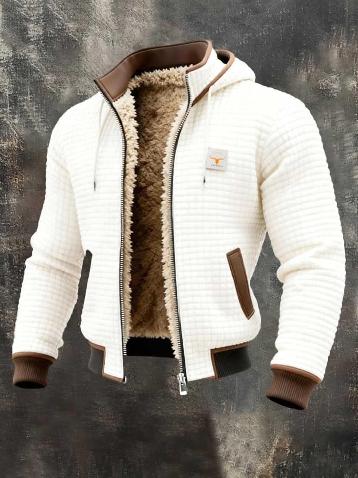 veste homme manches longues poches zippées en blanc
