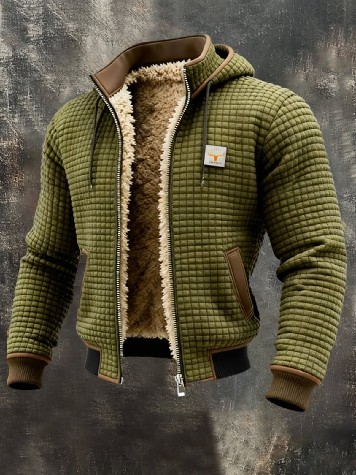 veste homme manches longues poches zippées en vert olive