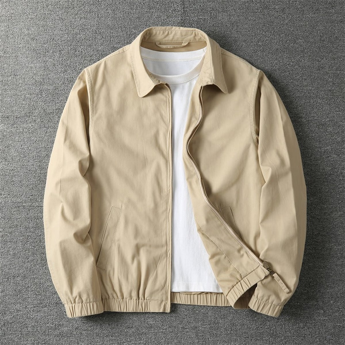 veste homme zippée coupe droite en beige