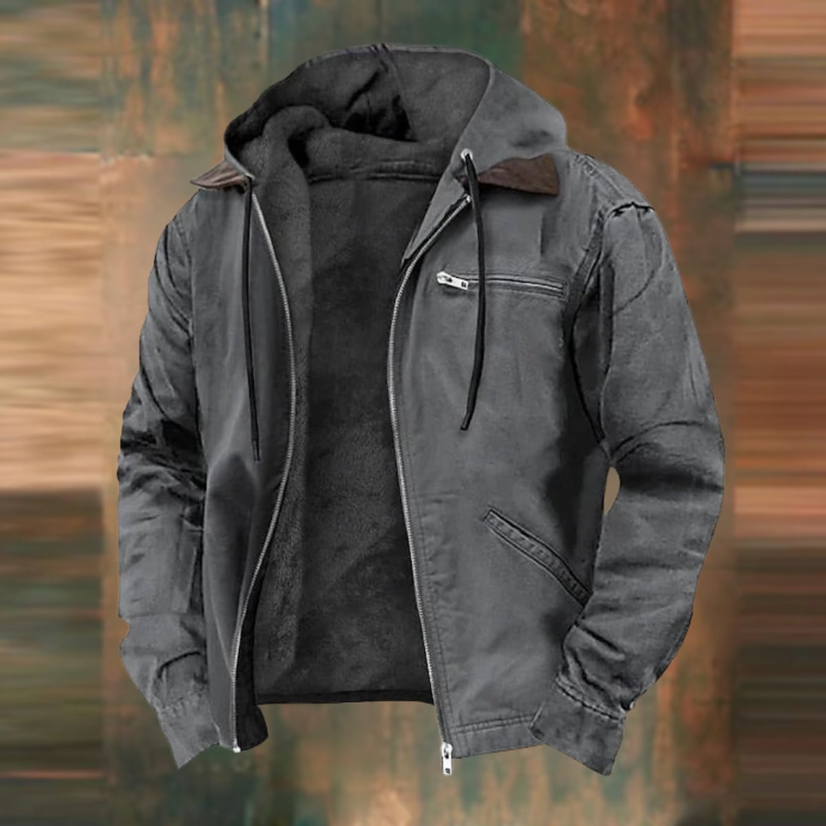 veste homme zippée multi-poches en gris
