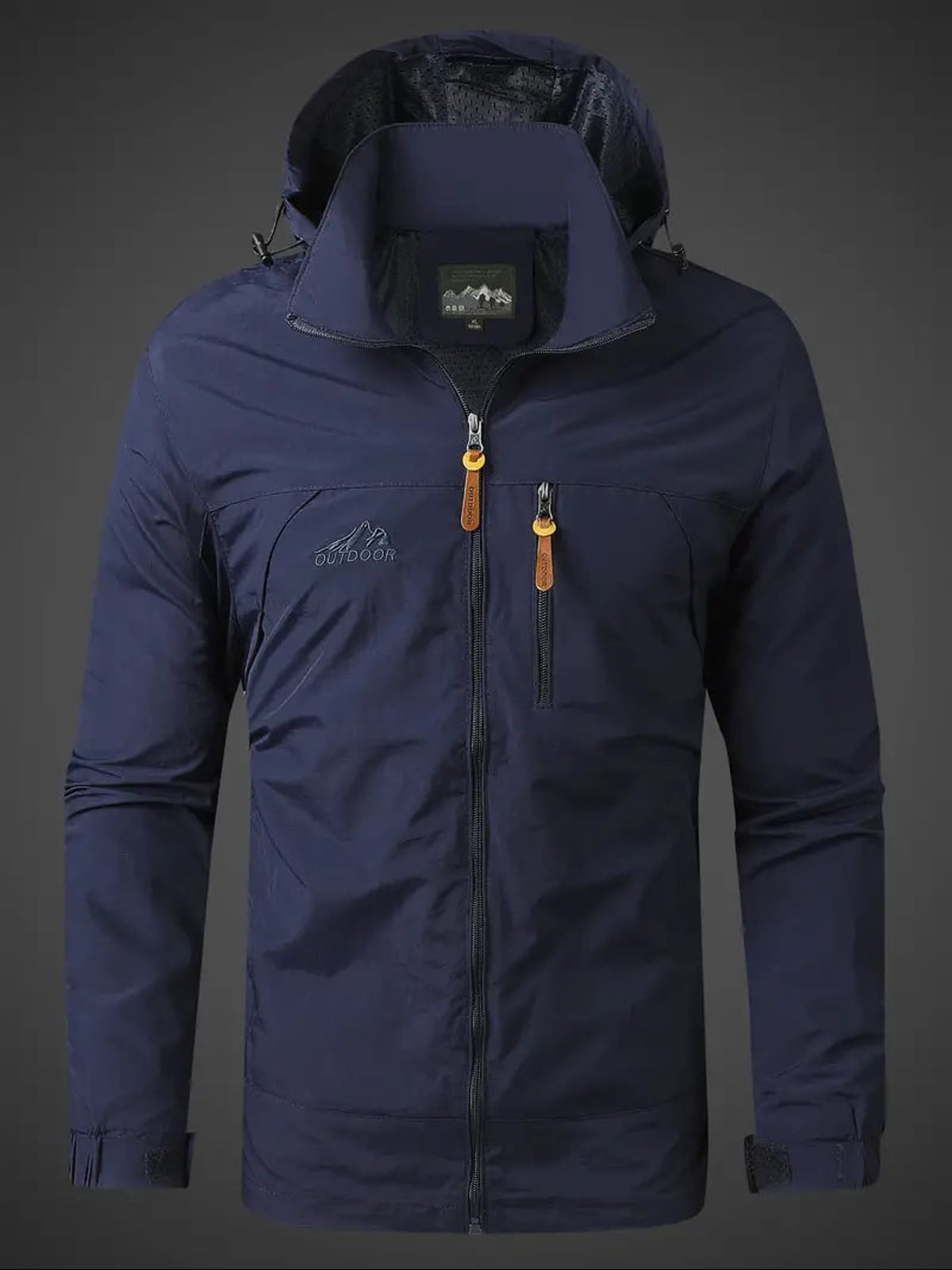 veste outdoor homme coupe droite imperméable en bleu marine