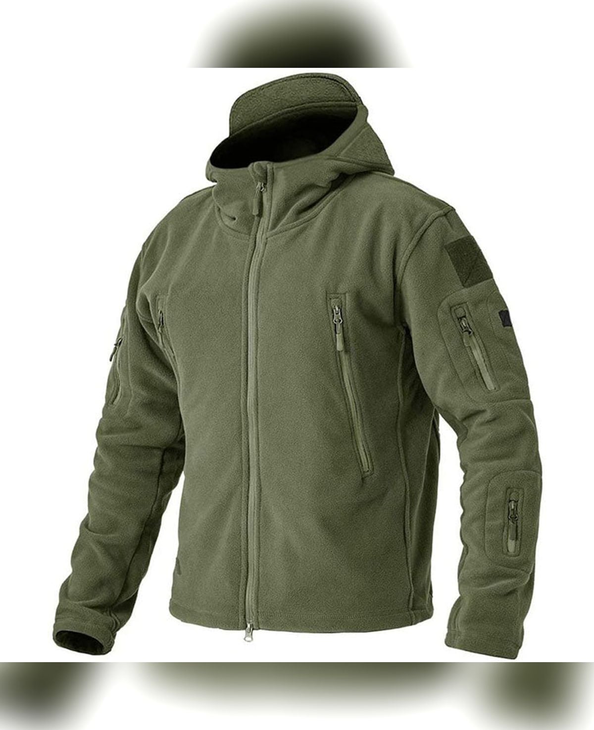 veste polaire homme coupe droite zippée en vert militaire