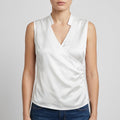 Blouse cache-cœur sans manches femme