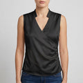 Blouse cache-cœur sans manches femme