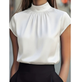 Blouse col montant plissé femme blanc