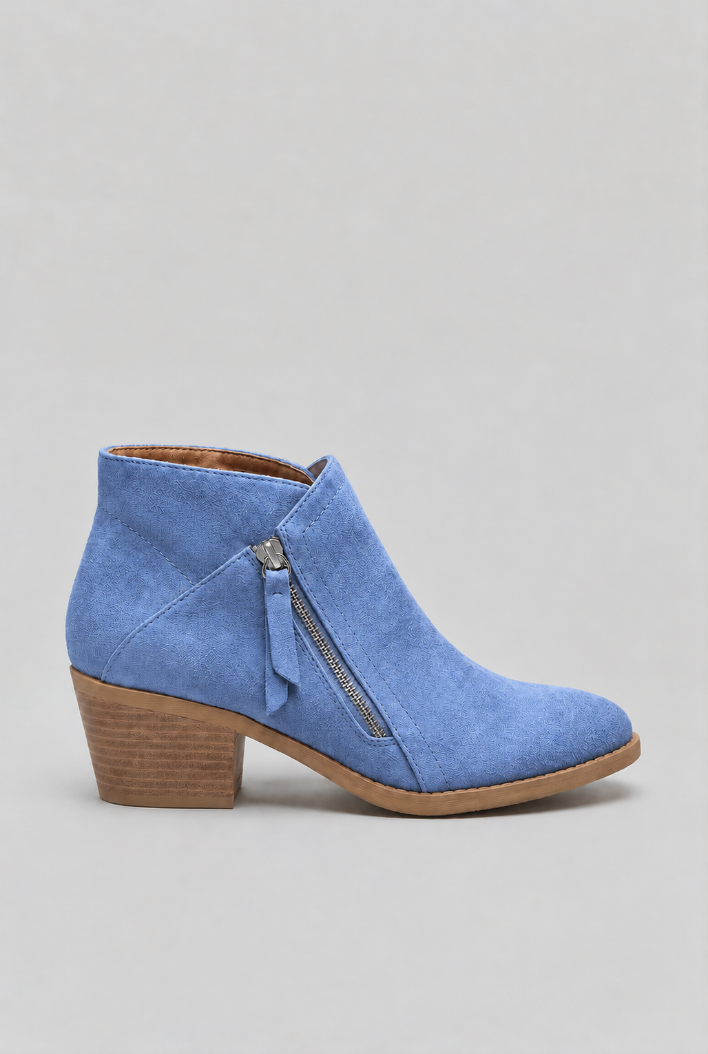 bottines femme talon carré zip côté en bleu