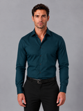 chemise homme coupe slim col classique boutons poignets en vert foncé