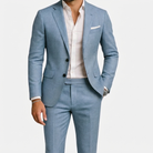 costume homme coupe droite veste et pantalon en bleu aqua
