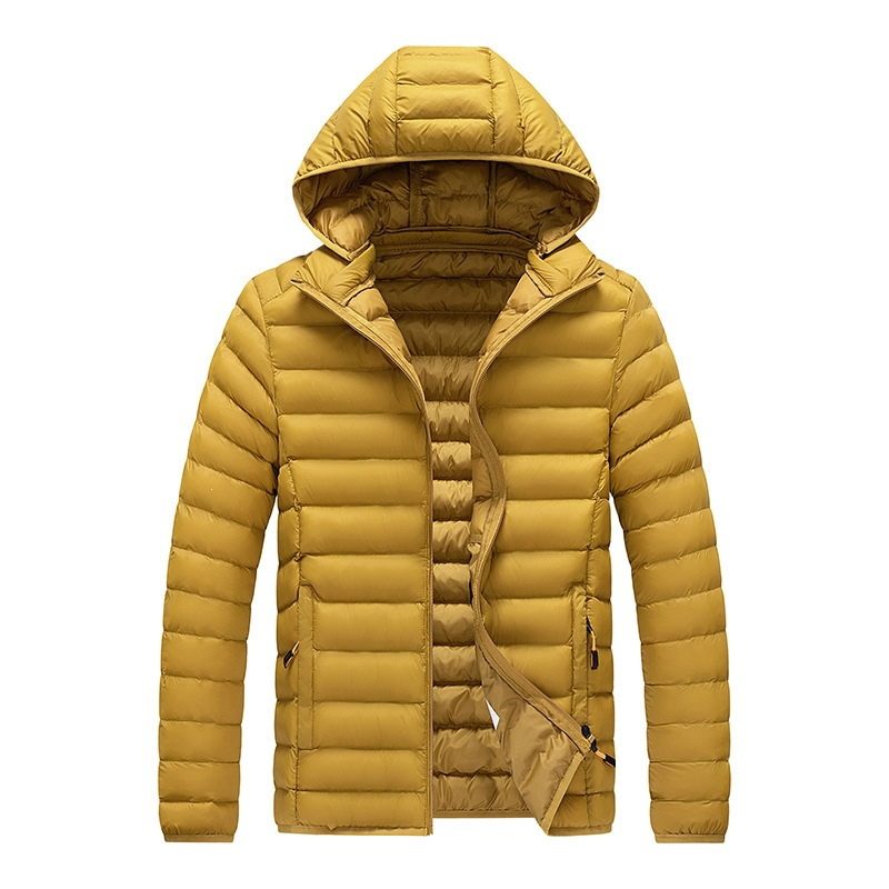 Doudoune homme à capuche en jaune
