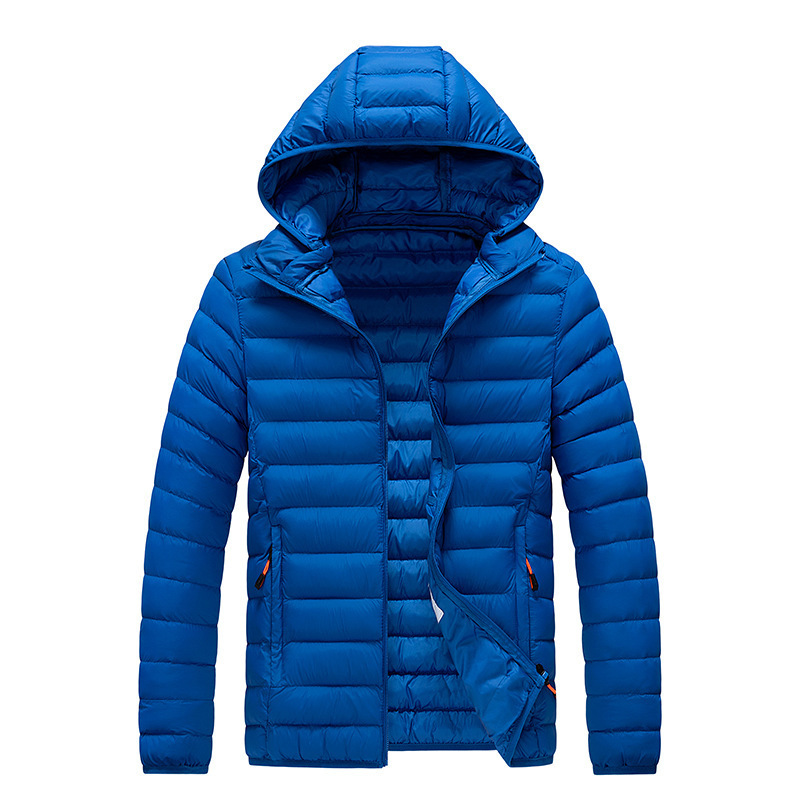Doudoune homme à capuche en bleu clair