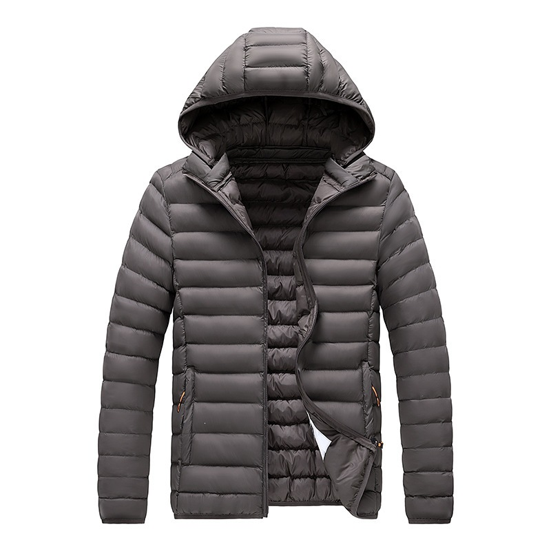 Doudoune homme à capuche en gris
