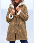 manteau femme à capuche coupe ample en marron