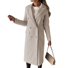 manteau femme col à revers coupe droite en beige