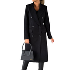 manteau femme col à revers coupe droite en noir