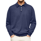 polo homme manches longues coupe droite en bleu marine