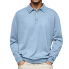polo homme manches longues coupe droite en bleu clair
