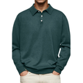 polo homme manches longues coupe droite en vert foncé