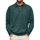 polo homme manches longues coupe droite en vert foncé