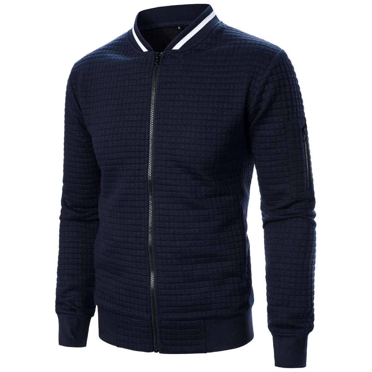 pull homme zippé col montant en Bleu fonce