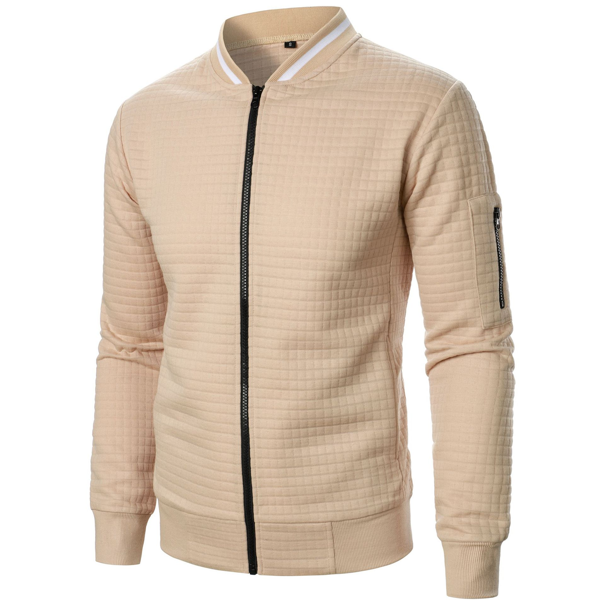 pull homme zippé col montant en jaune