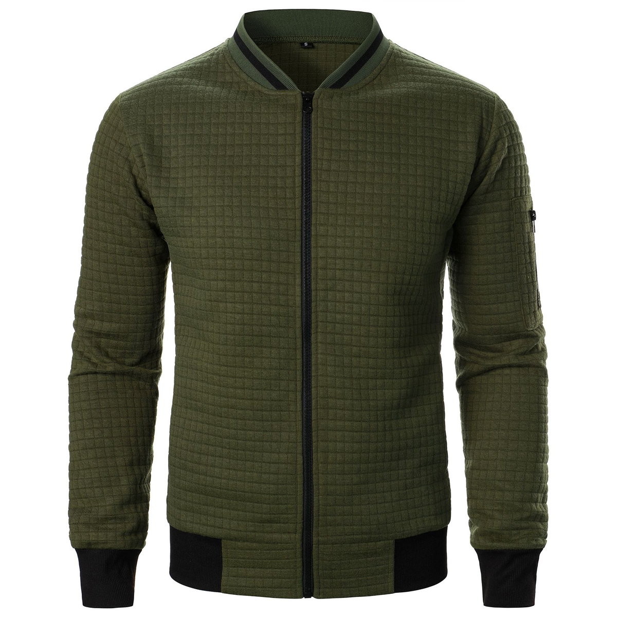 pull homme zippé col montant en vert