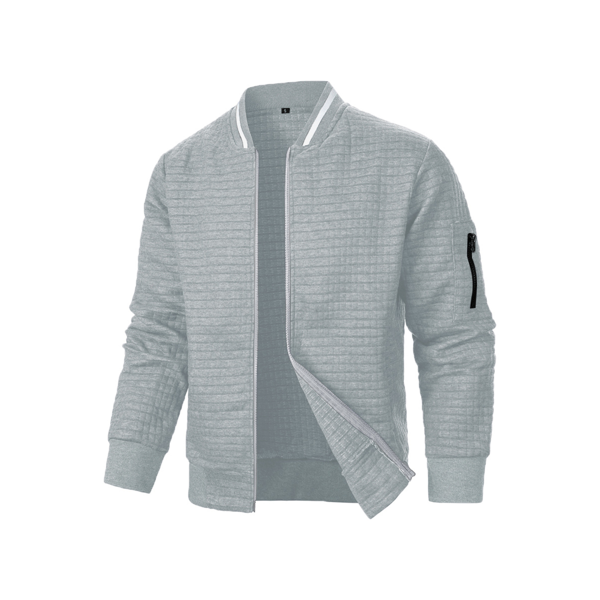 pull homme zippé col montant en gris