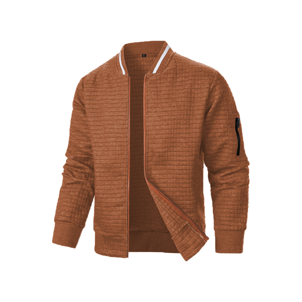 pull homme zippé col montant en Brun
