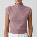Pull sans manches col montant femme