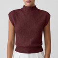 Pull sans manches col montant femme