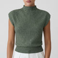 Pull sans manches col montant femme
