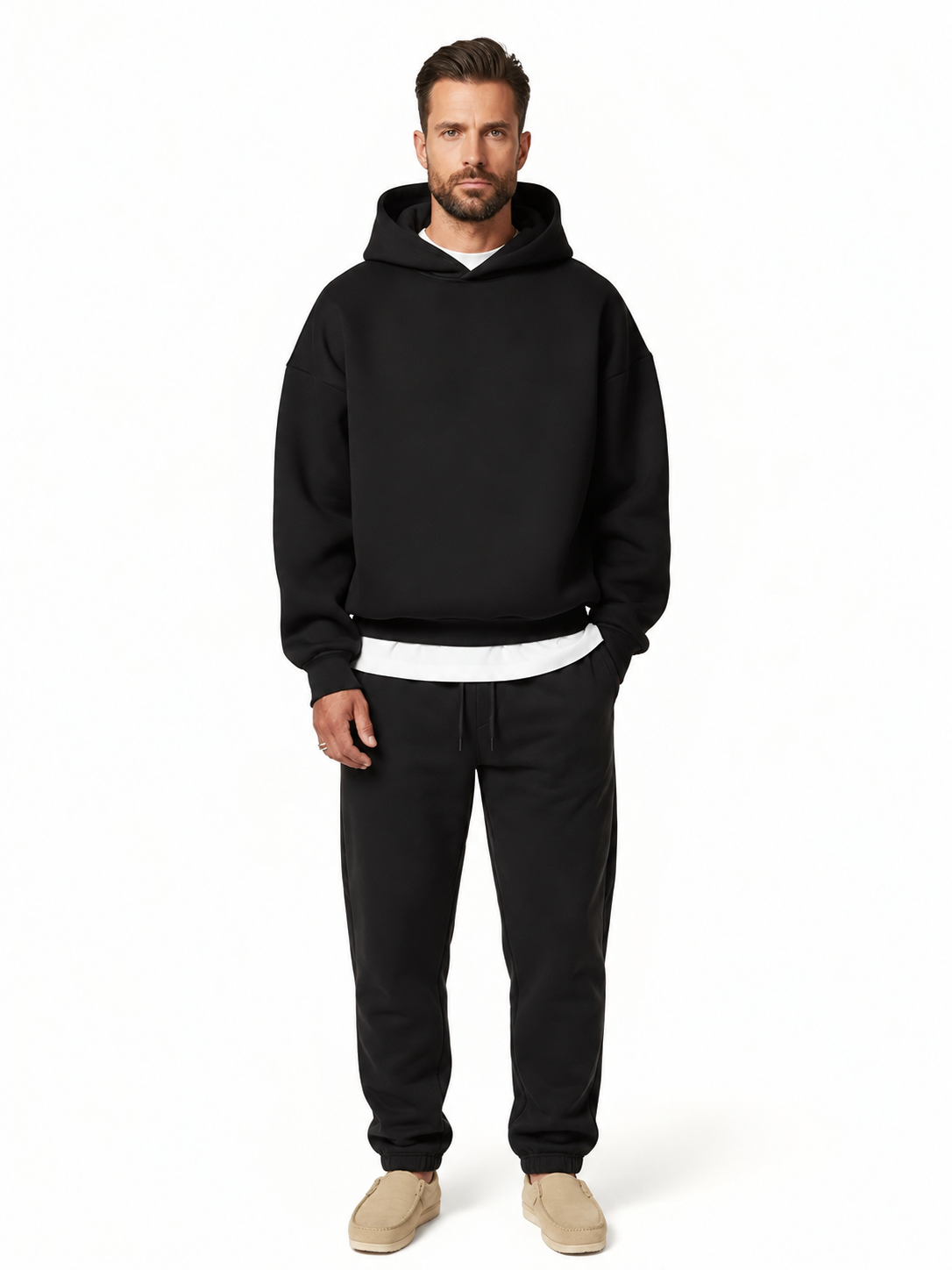 survêtement homme oversize coupe large en noir