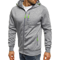 sweat à capuche homme zippé léger multi-poches en Gris clair