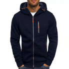 sweat à capuche homme zippé léger multi-poches en Bleu foncé
