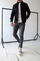 veste chemise homme manches longues poches poitrine en noir