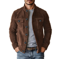 veste homme coupe ajustée col chemise en marron
