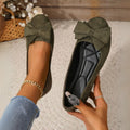 ballerine femme bout rond nœud en vert foncé