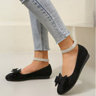 ballerine femme bout rond nœud en noir