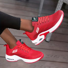 basket femme lacets semelle plateforme en rouge