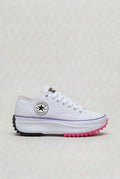 basket femme semelle plateforme lacets en blanc