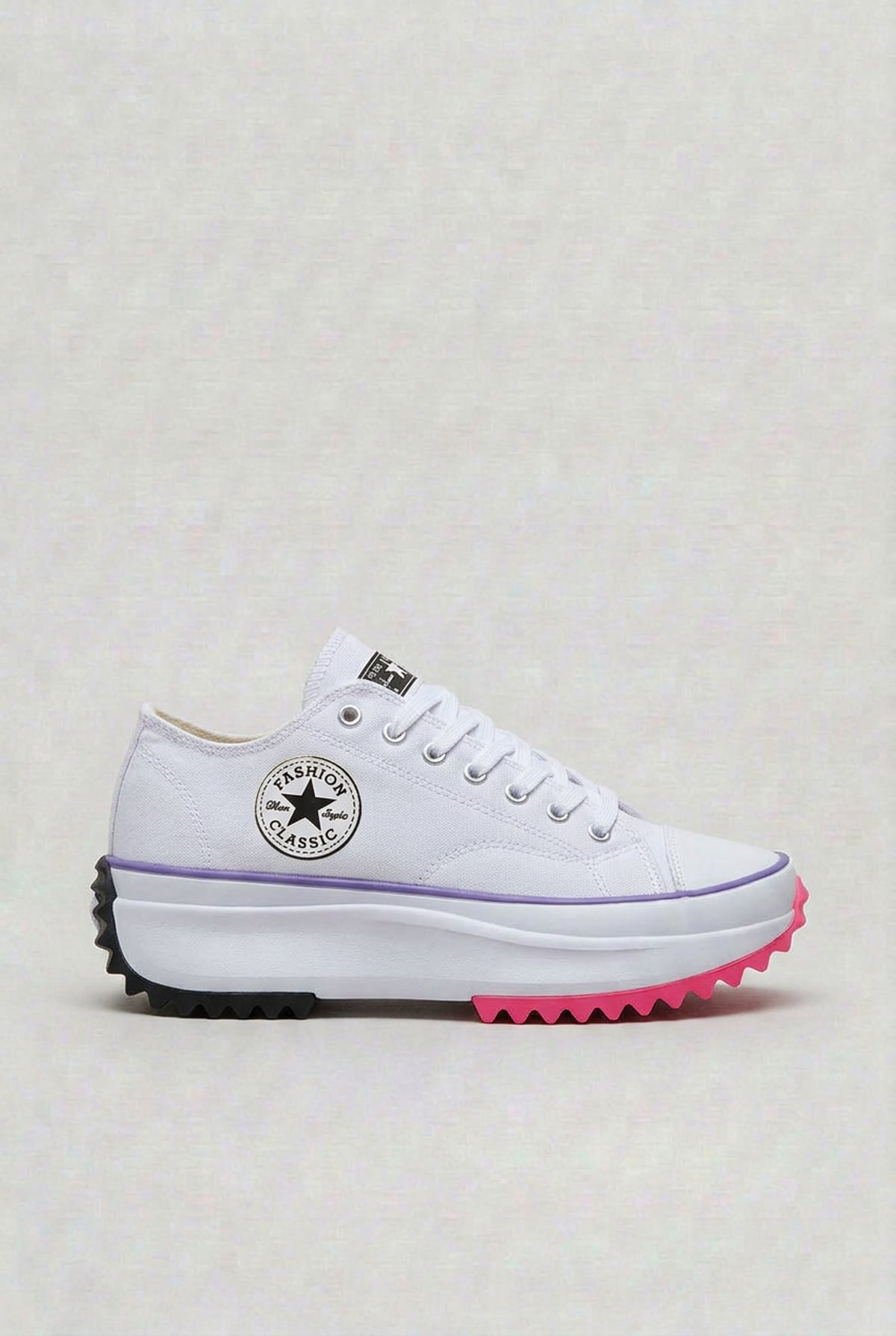 basket femme semelle plateforme lacets en blanc