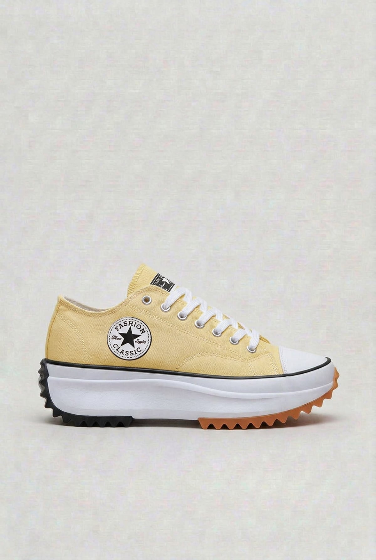 basket femme semelle plateforme lacets en jaune