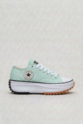 basket femme semelle plateforme lacets en vert