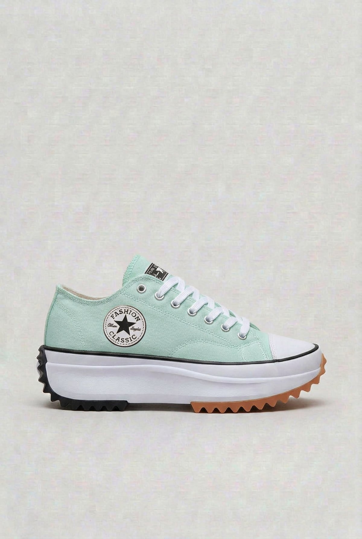 basket femme semelle plateforme lacets en vert
