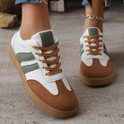 basket femme style rétro à lacets en vert & blanc