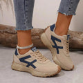 basket femme style rétro lacets en beige - bleu