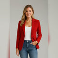 blazer femme col cranté un bouton rouge