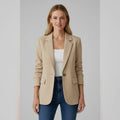 blazer femme col cranté un bouton en beige